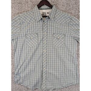 Old Navy‎ Live Pearl Snap Shirt Western Plaid Long Sleeve Men Sz XXL Embroidered